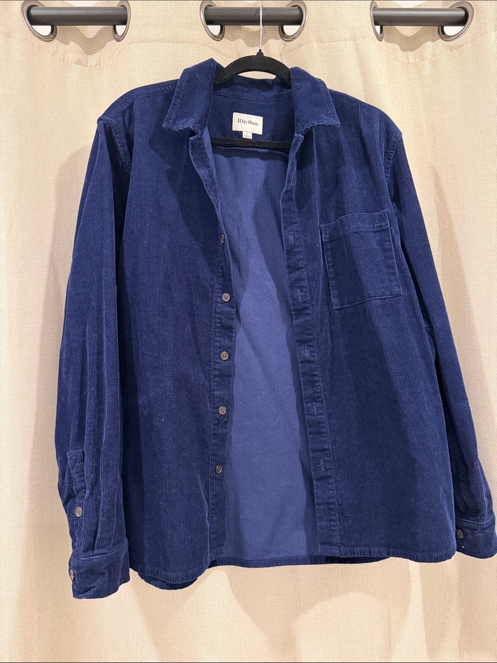 Rhythm Navy Blue Corduroy Button-Down Shirt